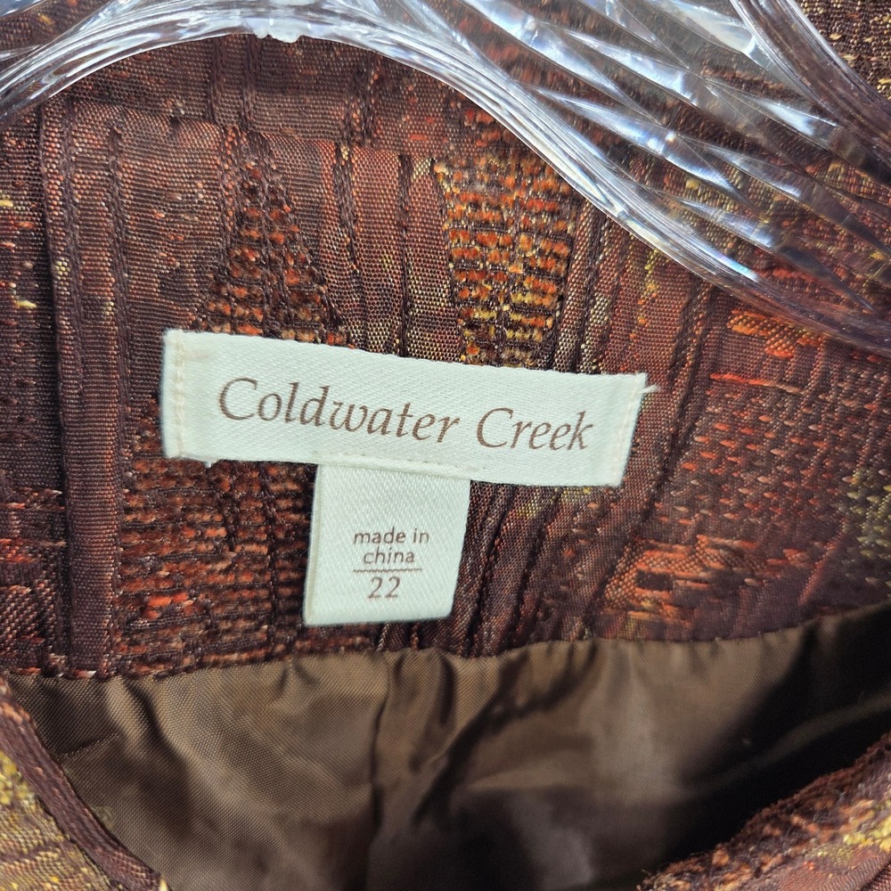 Coldwater Creek Button Front Jacket 22 Brown Boho Eclectic Art-Inspired‎ - Picture 4 of 7